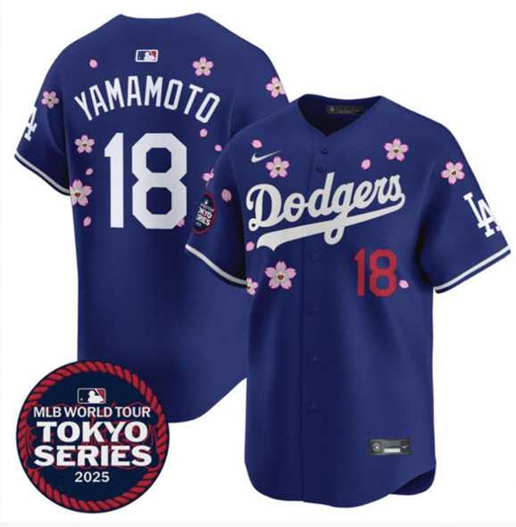 Men%27s Los Angeles Dodgers #18 Yoshinobu Yamamoto Royal 2025 Tokyo Series Limited Stitched Jersey Dzhi->los angeles dodgers->MLB Jersey